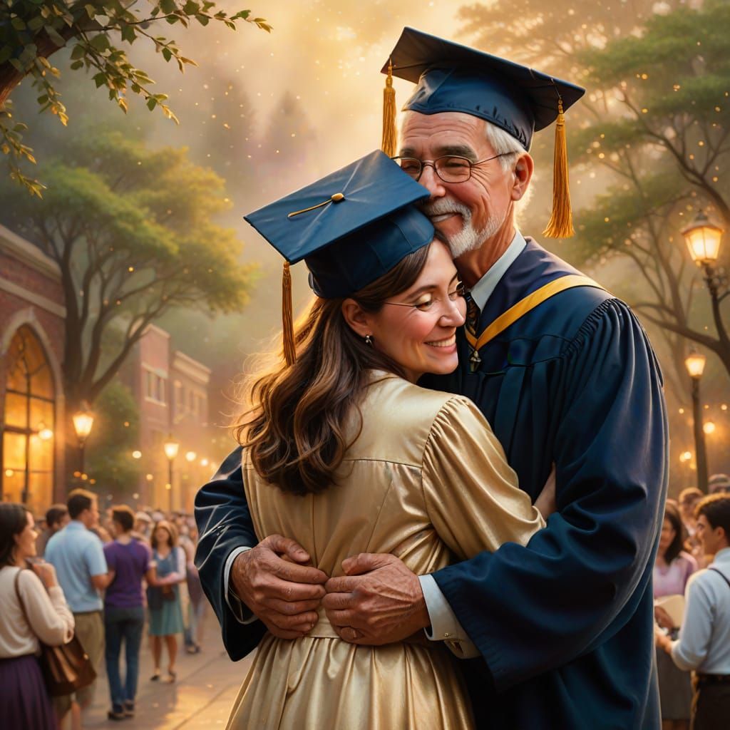 Heartwarming Teacher-Student Reunion in Kinkade Style