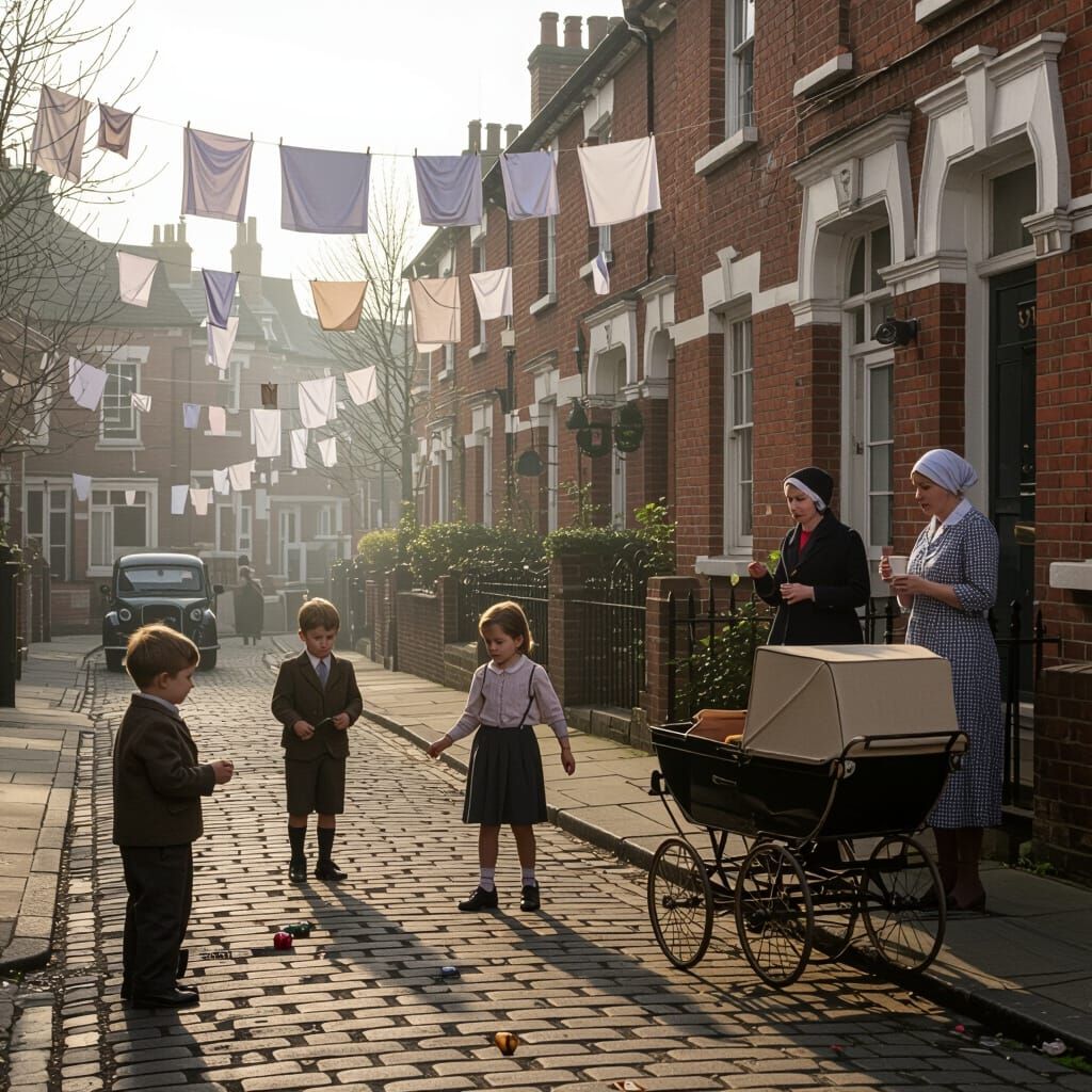 1960s London Street Scene: Children Play, Community Life