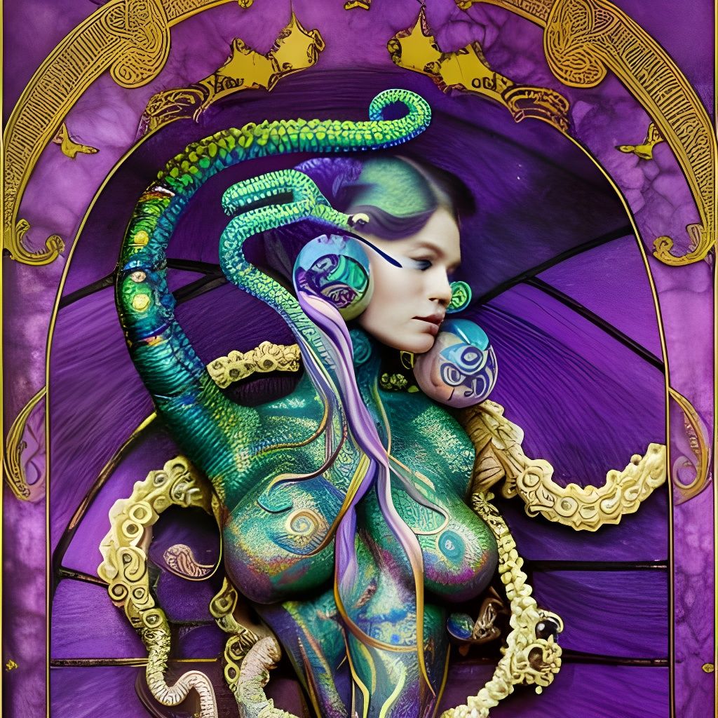 Iridescent Alien in Art Nouveau Style