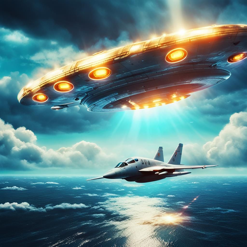 UFO Chase: Digital Art of Aerial Pursuit