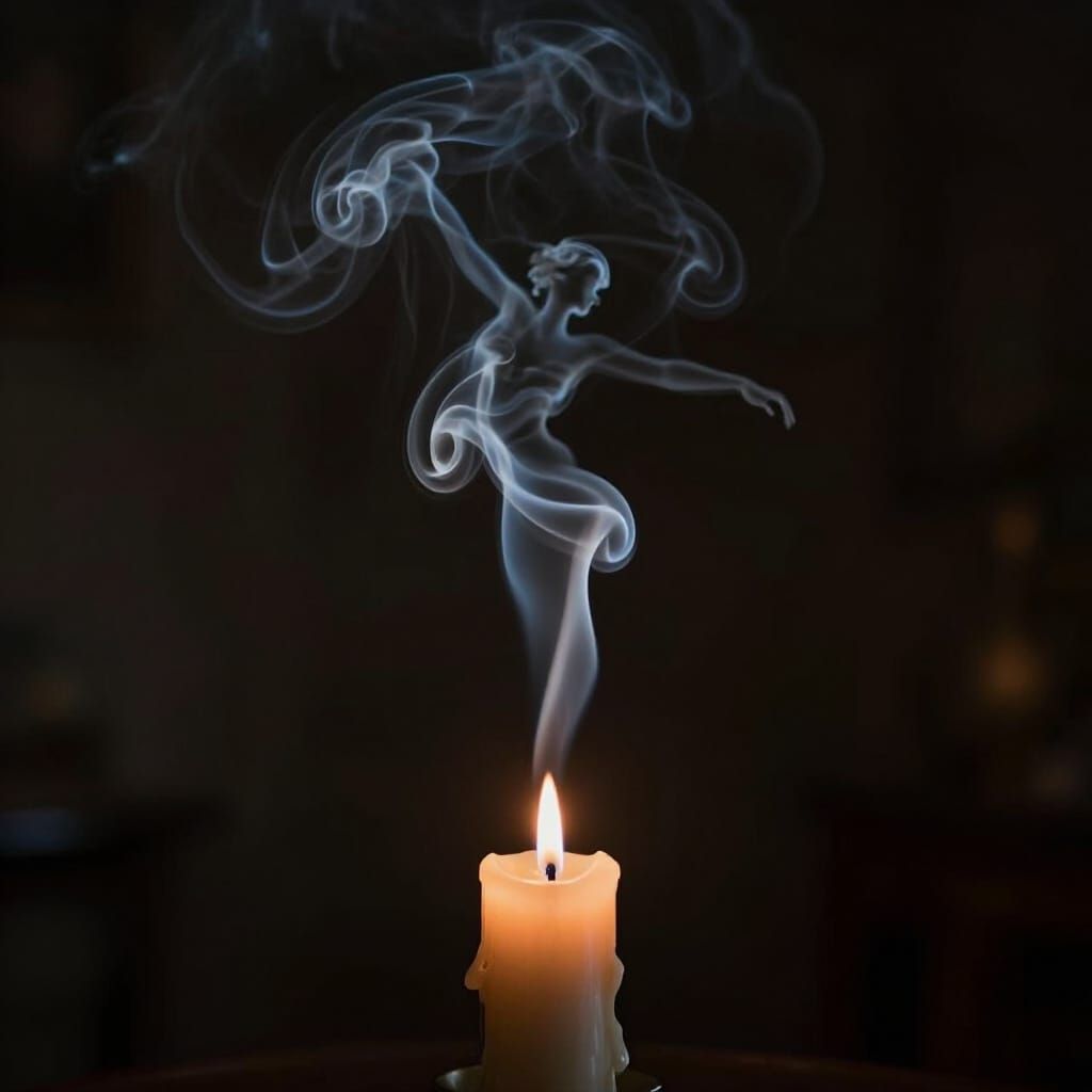 Ethereal Smoke Figure Dances from Extinguished Candle