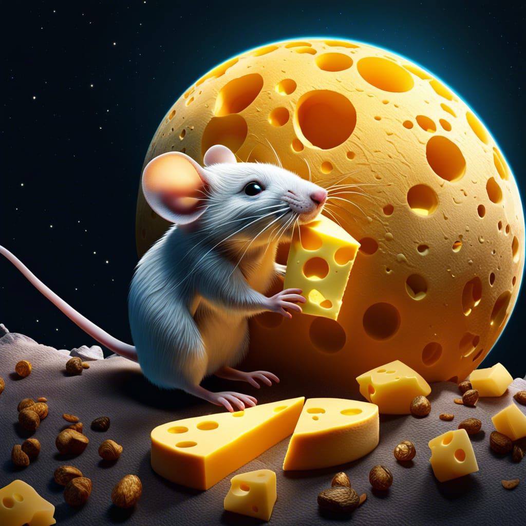 Mouse on Cheese Moon: High-Resolution Splash Art