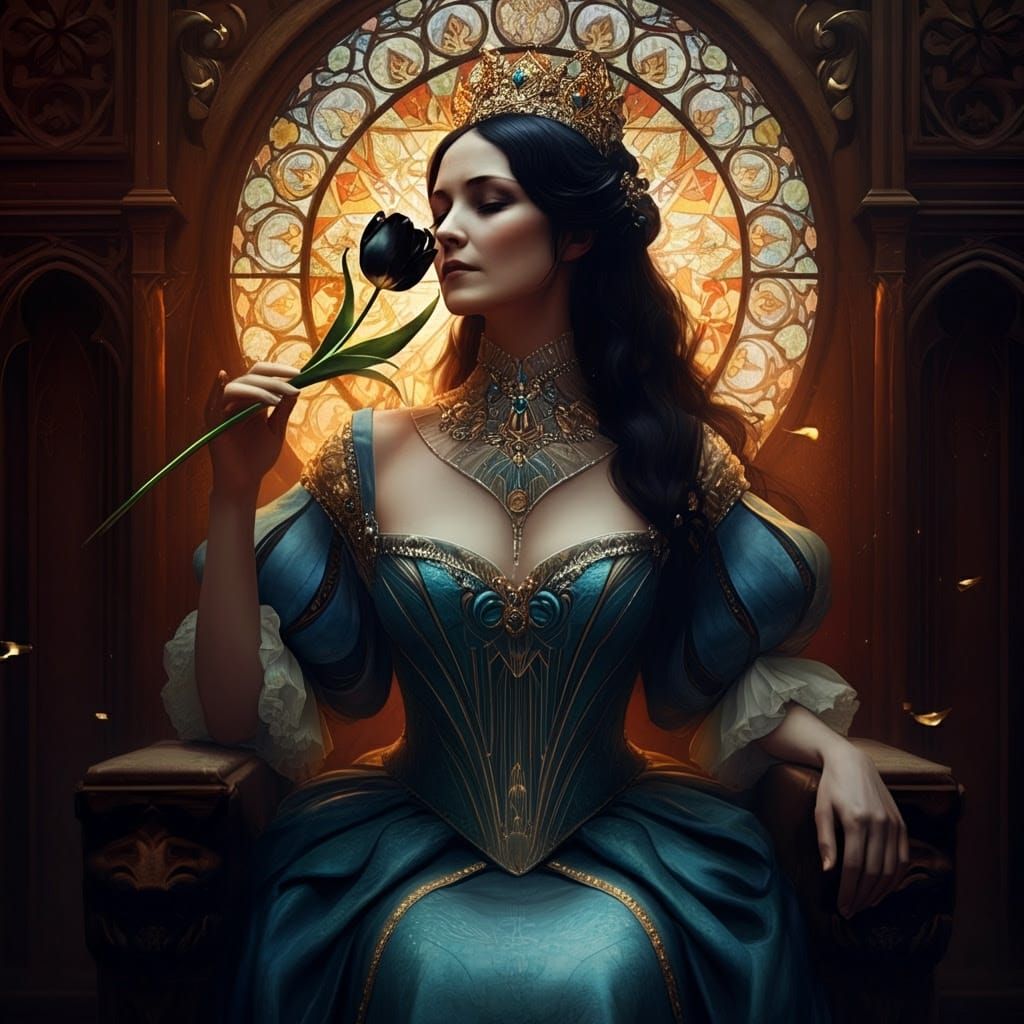 Regal Queen in Art Deco Splendor