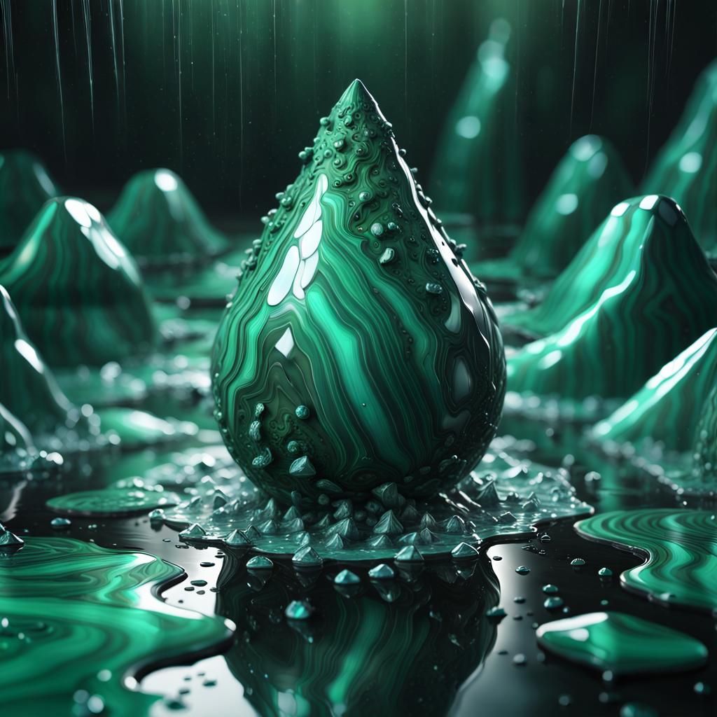 Abstract Malachite Pear in Cracked Diamond Style