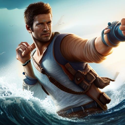Nathan Drake in Uncharted Waters, Digital Illustration