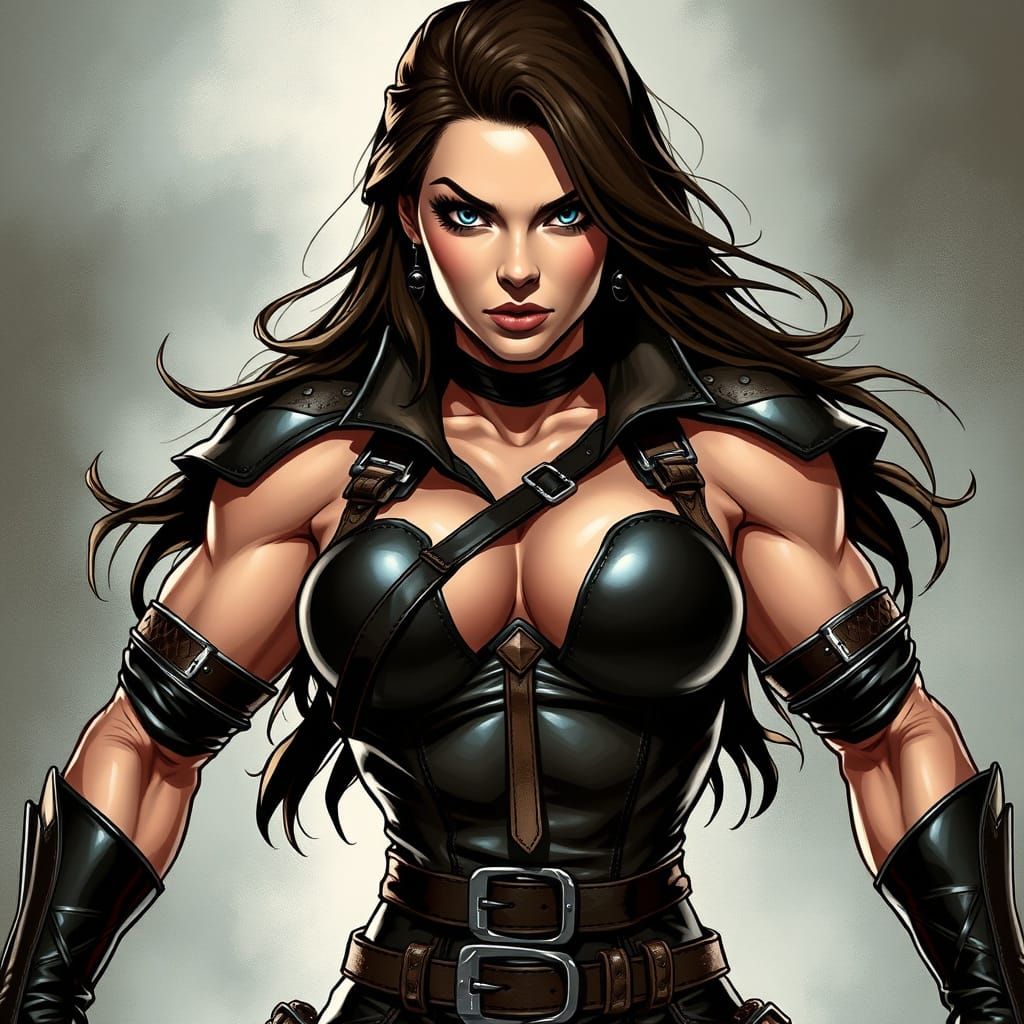 Powerful Leather-Clad Goddesses in Comic Book Style