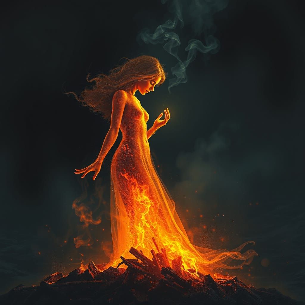 Ethereal Ember Figure of Love Amidst War