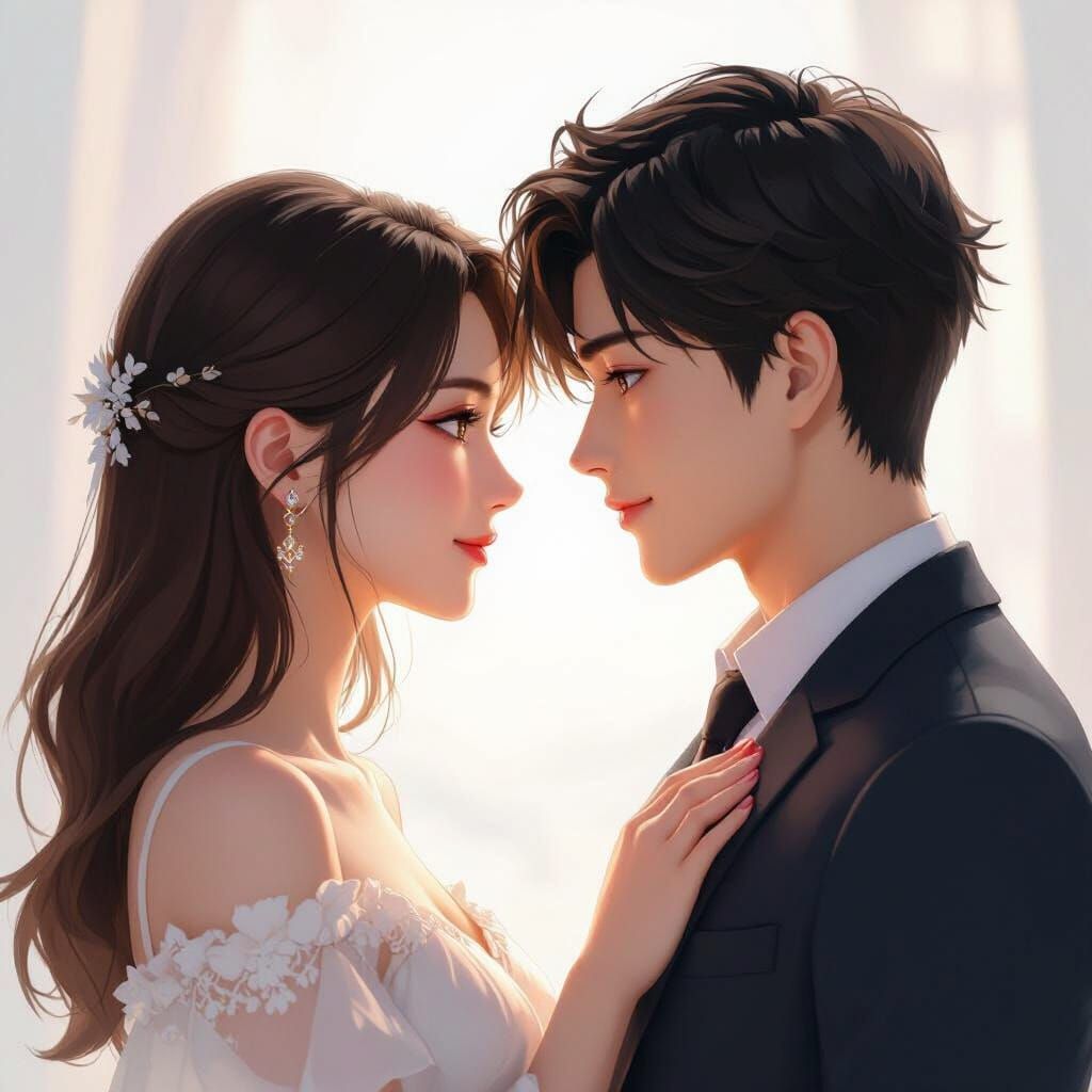 Anime Portrait of a Couple's Profound Bond