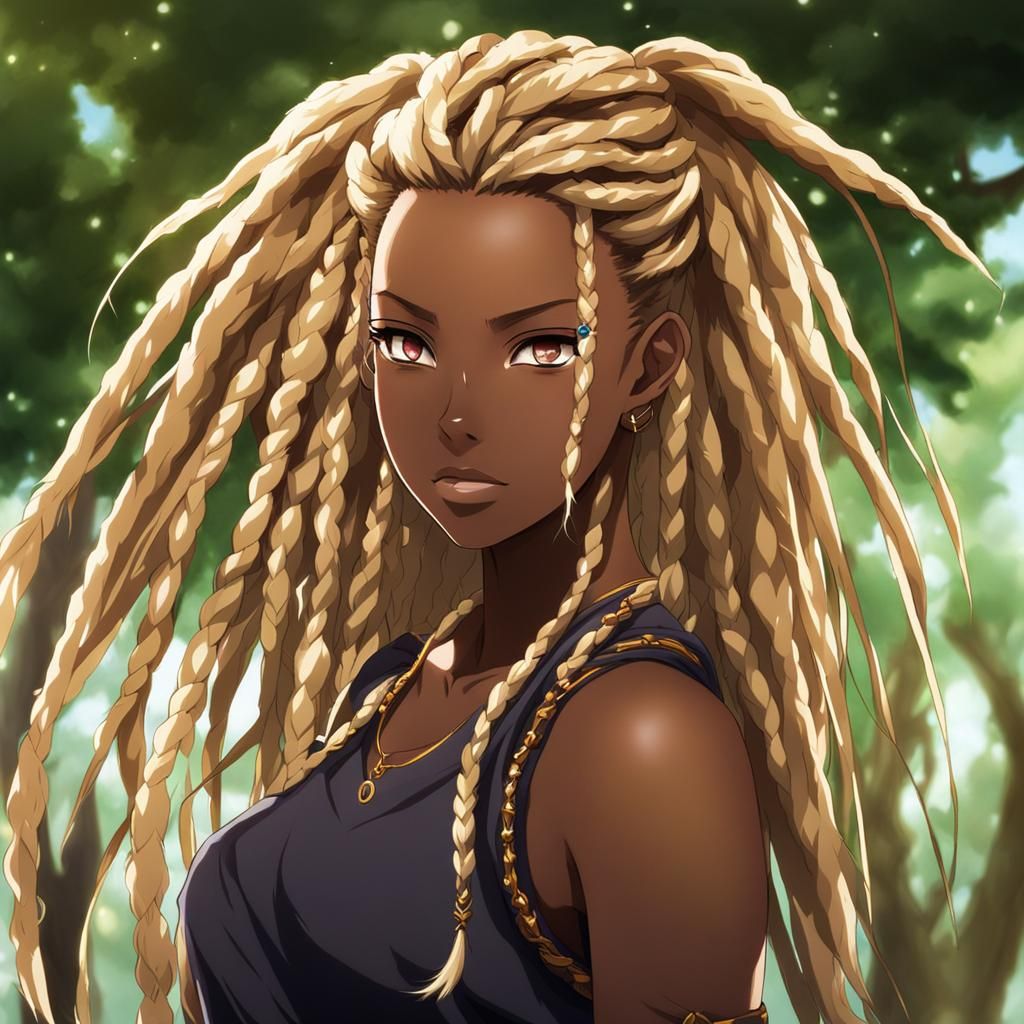 Anime Style Portrait of Woman with Dreads