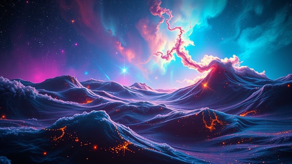 Galactic Nebula in Vibrant Iridescent Hues