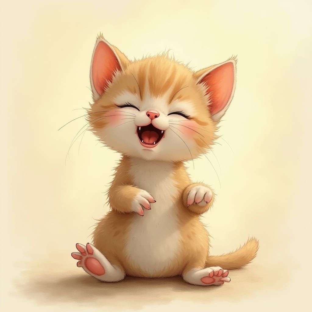 Tiny Kitten Mewling in Warm Golden Light