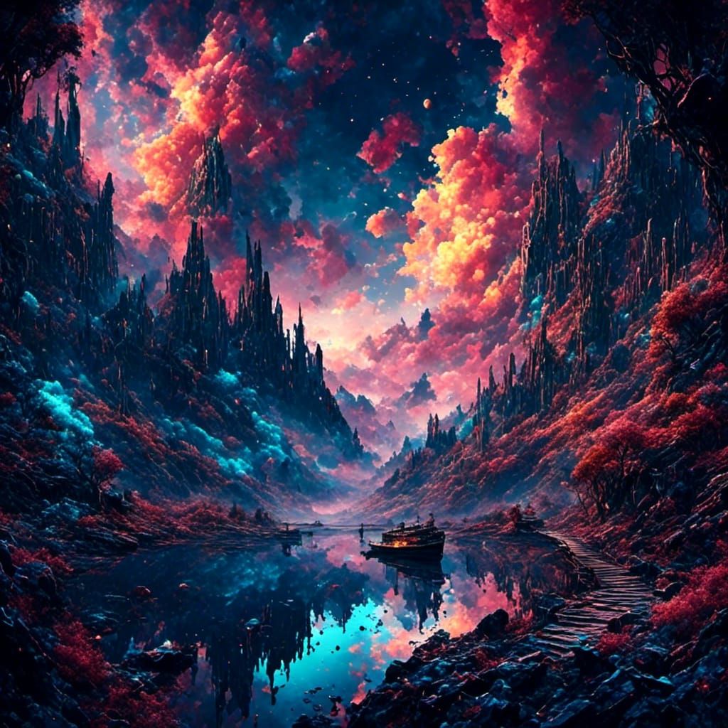 Sparkling Galaxy Night Sky: Fantasy Concept Art