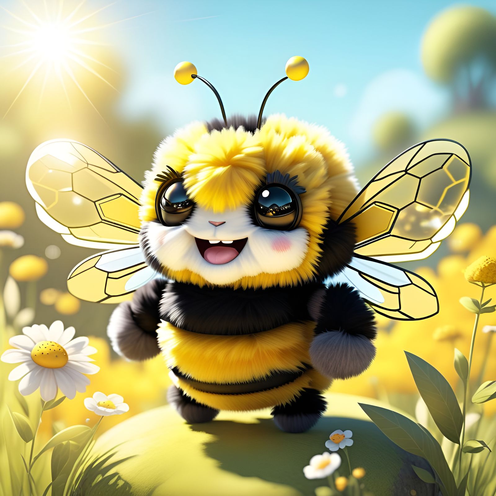 Adorable Chibi Bumblebee on a Sunny Day