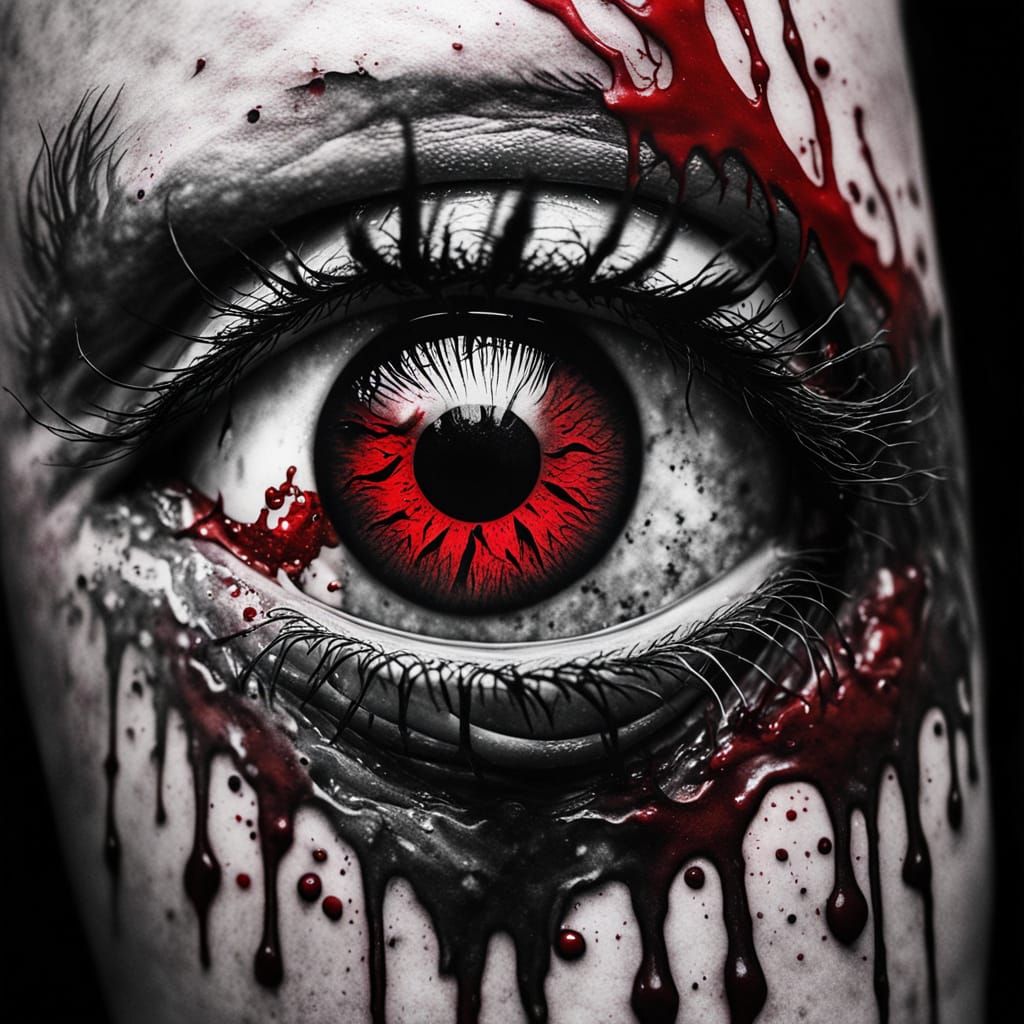 Dark Surrealism Masterpiece: Close-Up Tattoo Horror