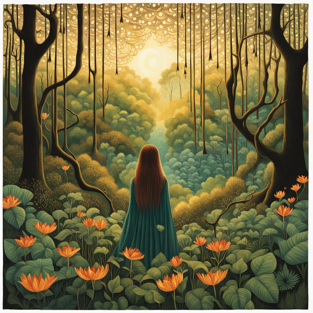 Surreal Woman with Bulbophyllum Digital Art in 8K