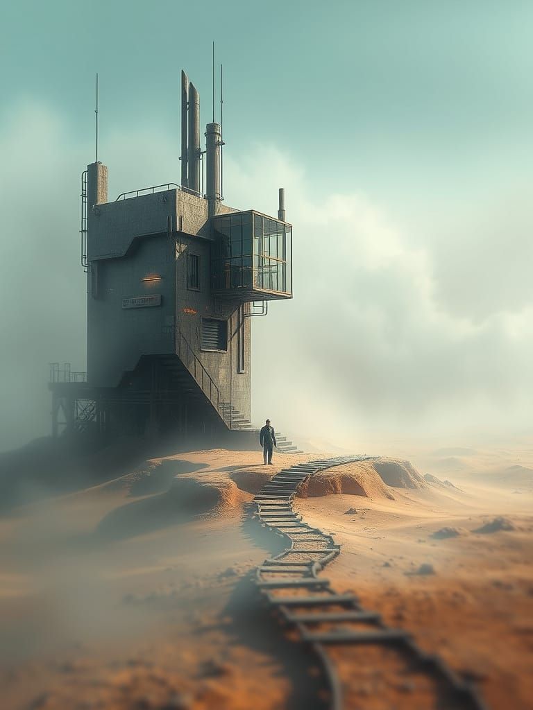 Cyberpunk Cyborg in Desert Landscape, Jean-Baptiste Monge St...