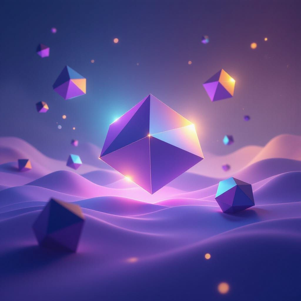 Ethereal Geometric Shapes with Neon Lights