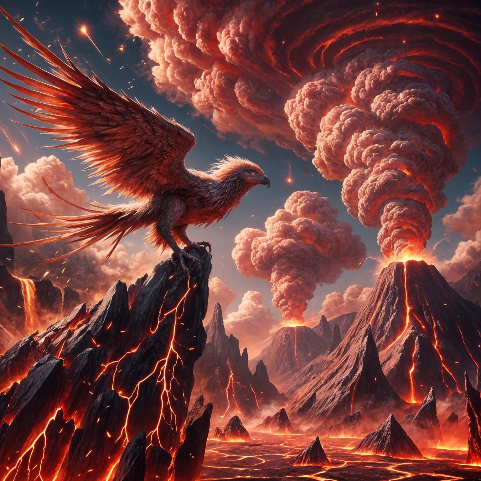 Feathered Predator Ignites the Crimson Sky