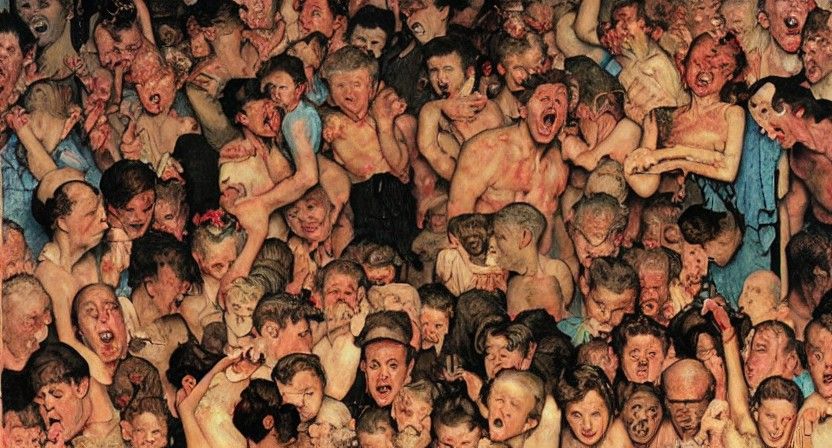 Hellscape in Norman Rockwell Style