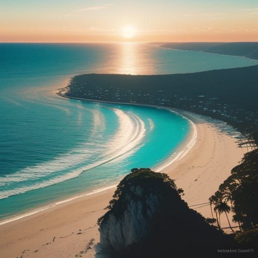 Australian Coastline Arrival: Dreamy Digital Art