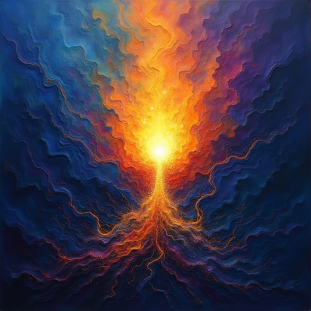 Golden Ember of Hope Emerging from Darkness