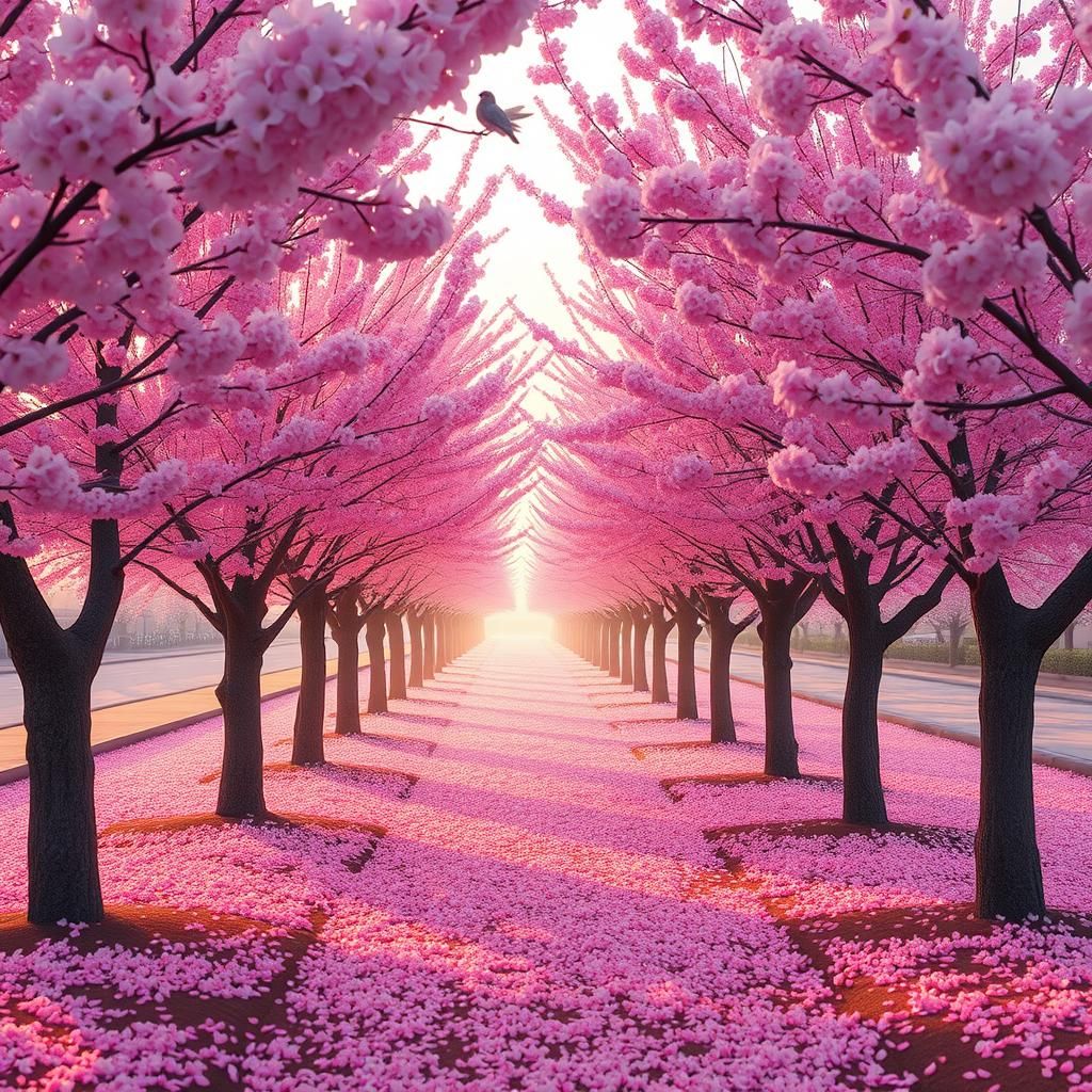 Cherry blossom tree avenue