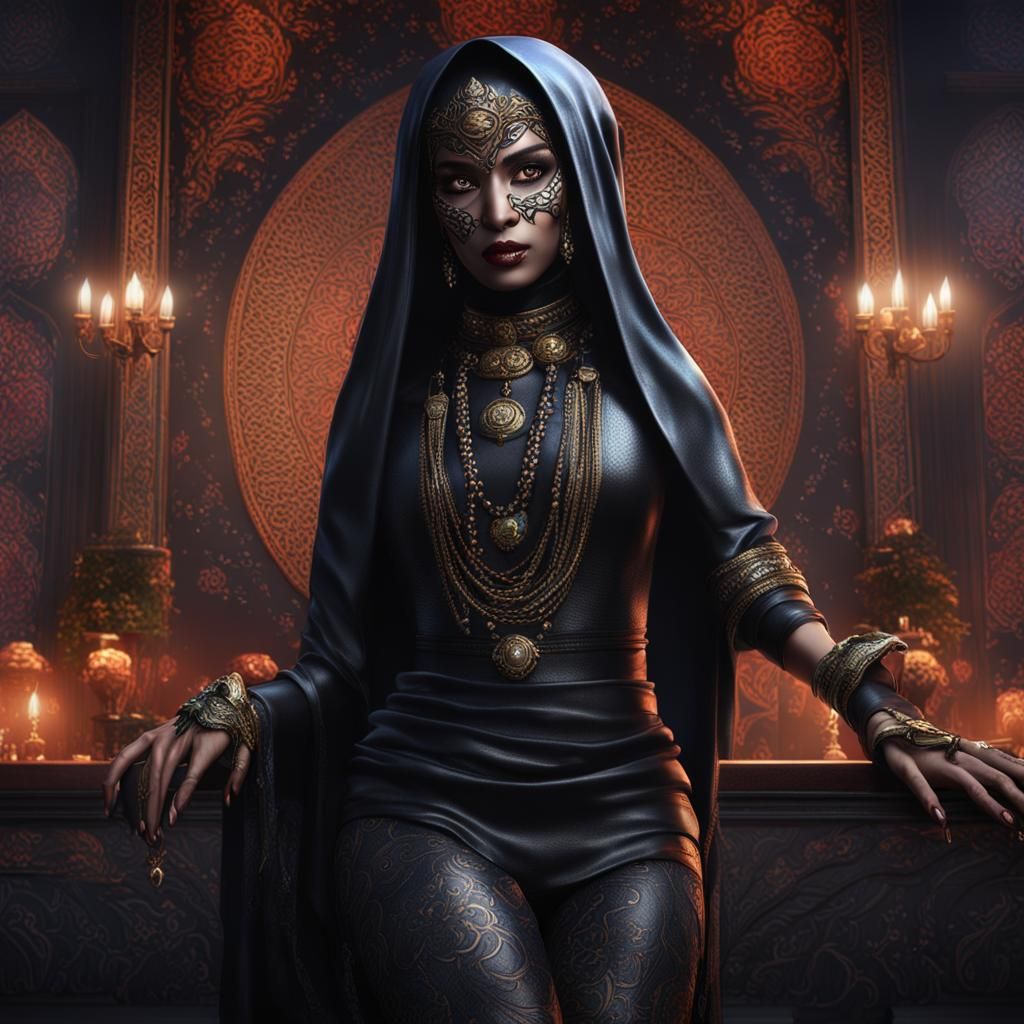 Goddess Kali in Cyberpunk Club, Digital Art