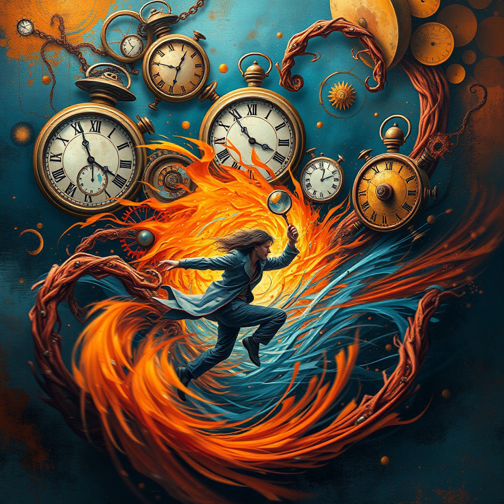 Frantic Figure in Time Unraveling: Fantasy Concept Art