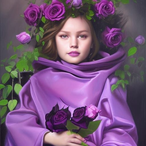 Hyperrealistic Girl Surrounded by Roses and Thorns