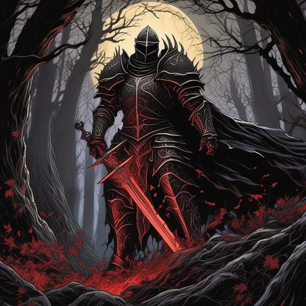 Grimdark Unholy Paladin in Dark Twisted Forest