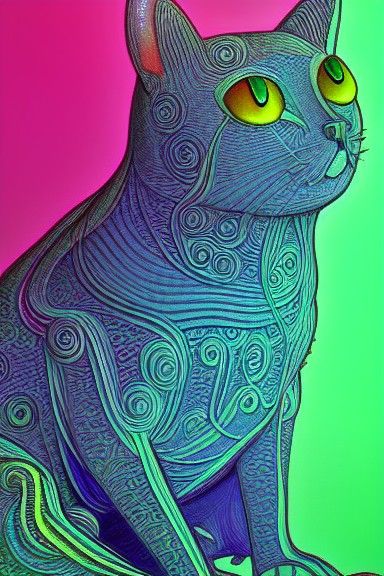 Psychedelic Cat-Frog: A Cosmic Digital Painting