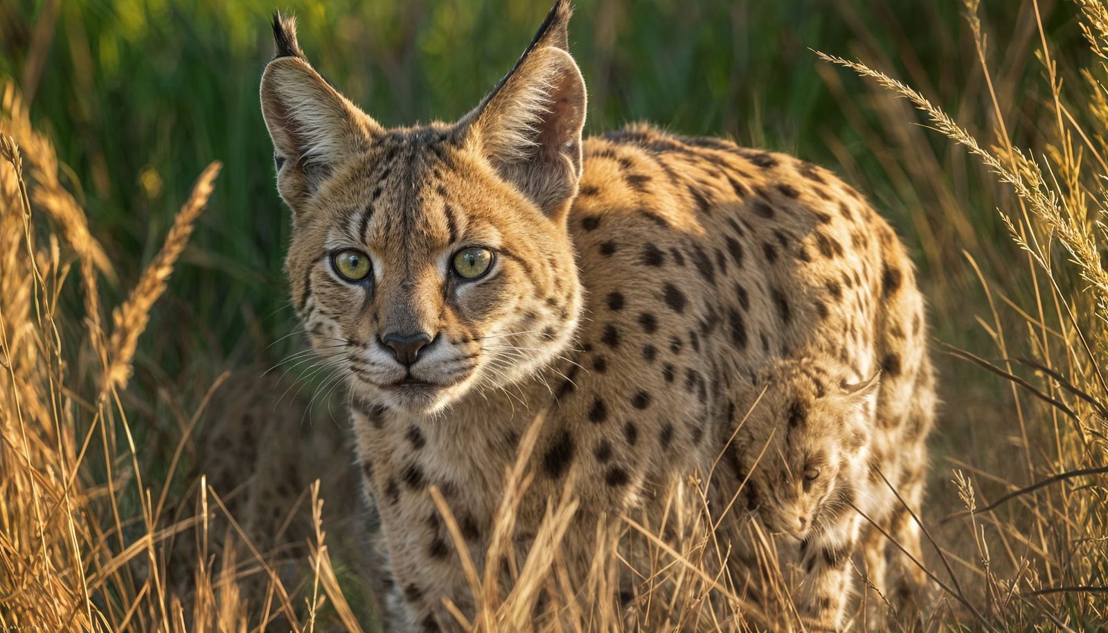Serval Cat Hunting at Golden Hour: Natural Light Photography