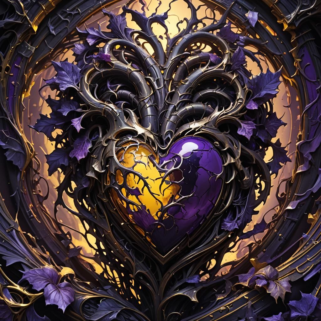 Heart Ravaged by Dark Fantasy Life, Hyperdetailed Art
