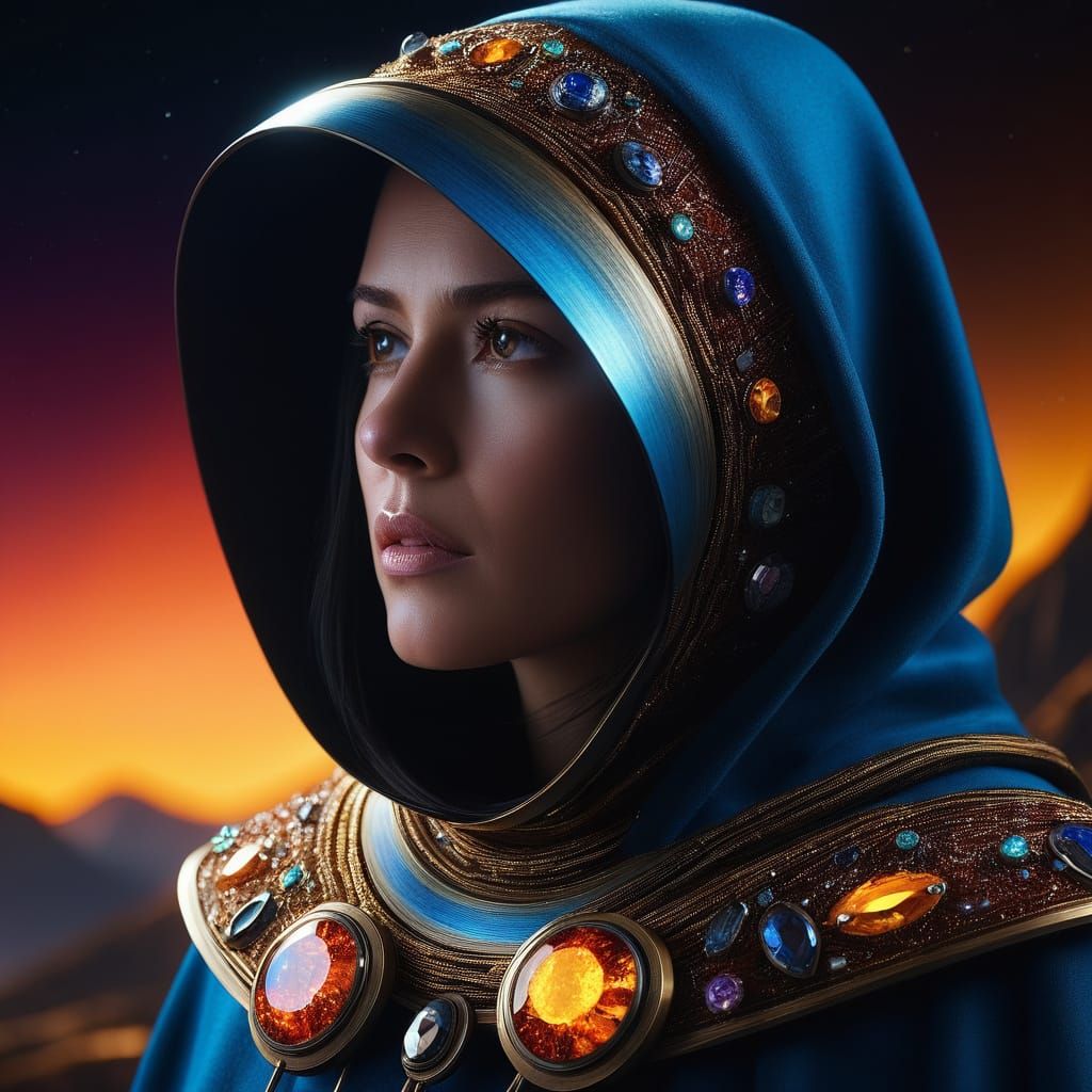 Enamel Neck Rings with Meteorite: Hyper-Realistic Digital Ar...