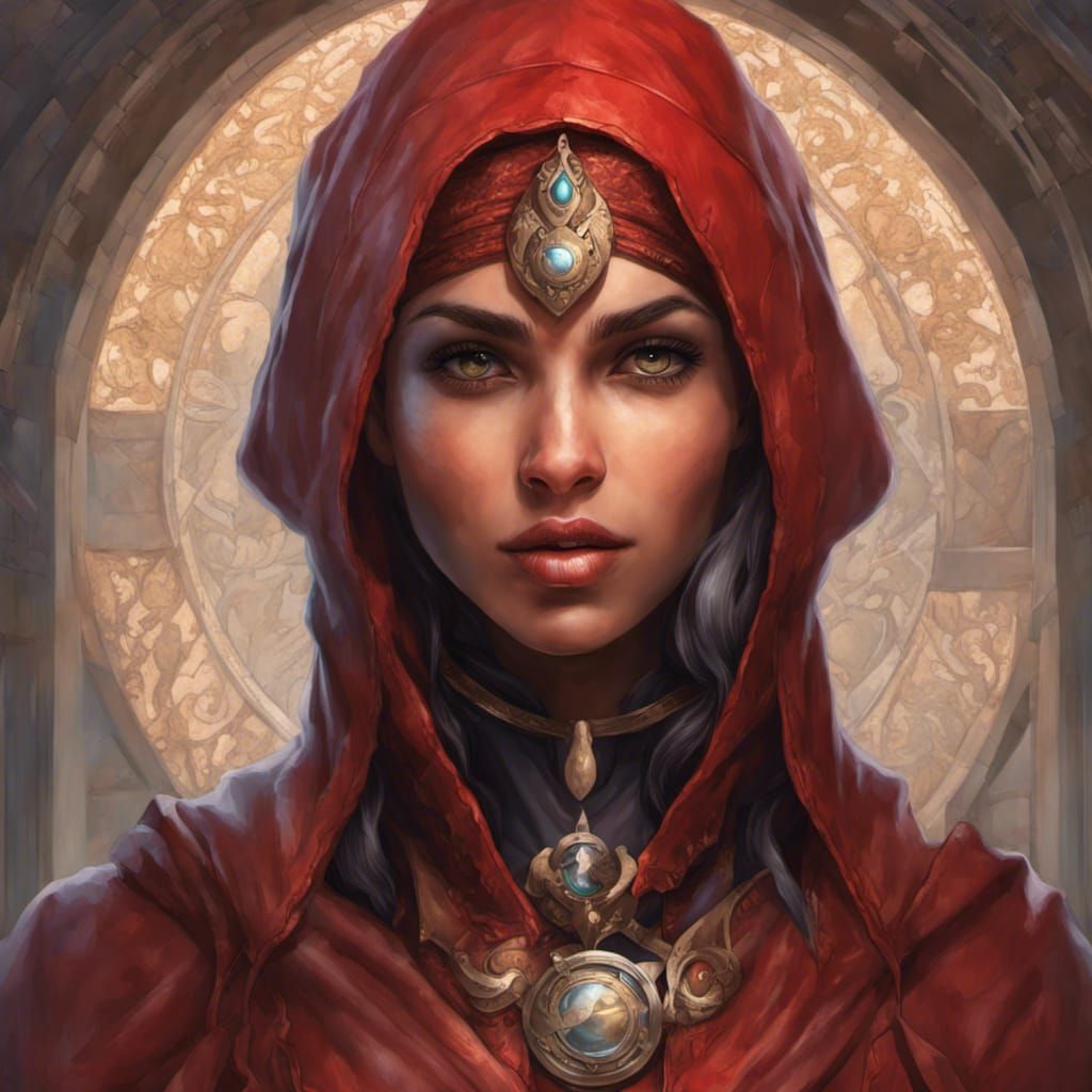 Arabic Wizard Portrait with Cat Eyes, Detailed Digital Art