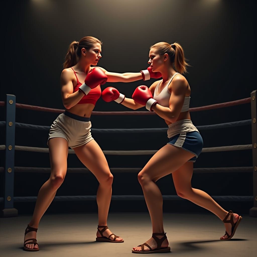 Intense Boxing Match in a Cinematic Style