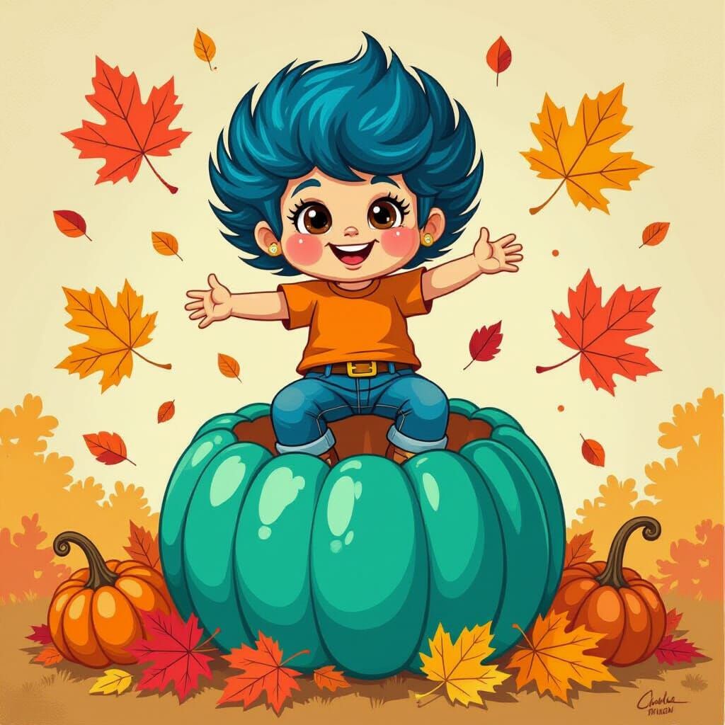 Troll Doll Emerges from Teal Pumpkin