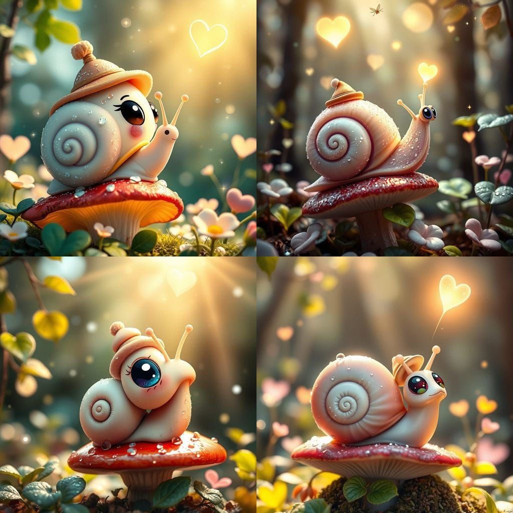 Kawaii Snail Explorer in a Magical Forest