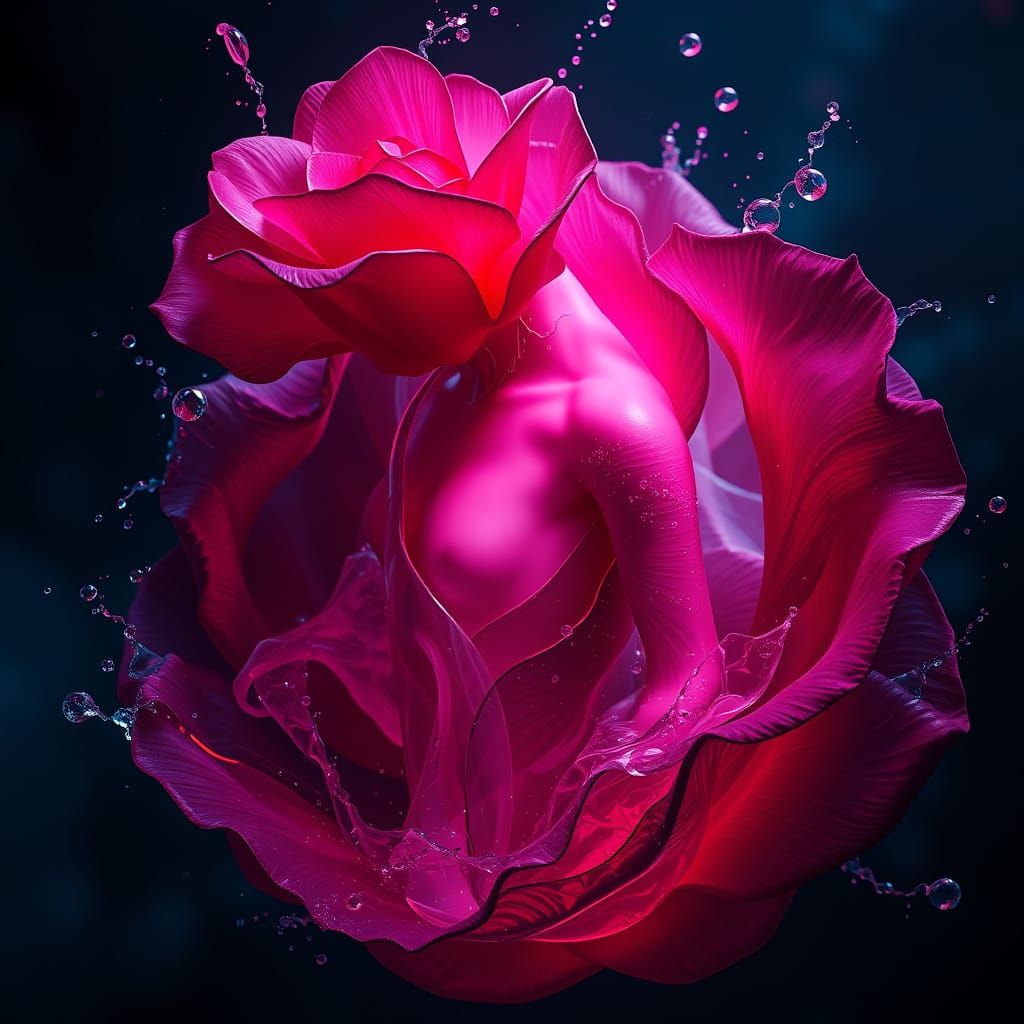 Dark Glass Rose Envelops Enchanting Beauty from the Beast