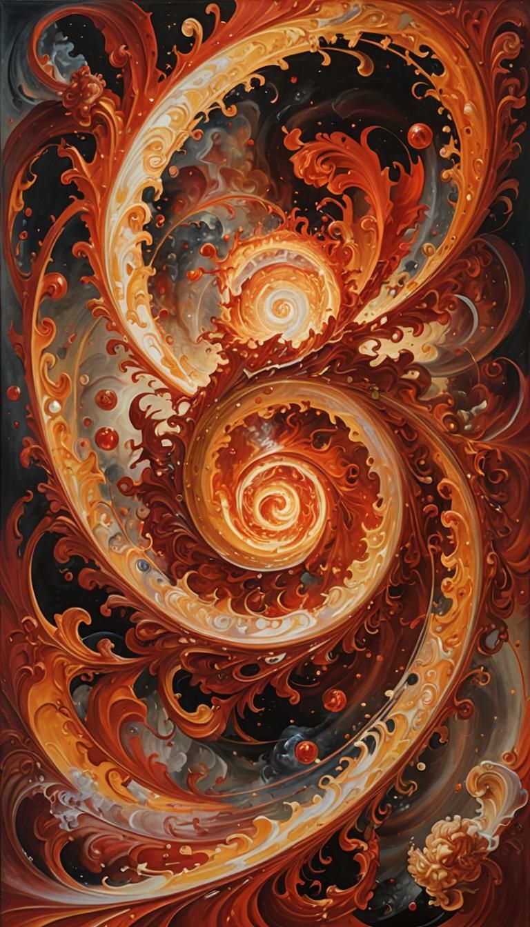 Renaissance Oil Painting of Swirling Red Energy