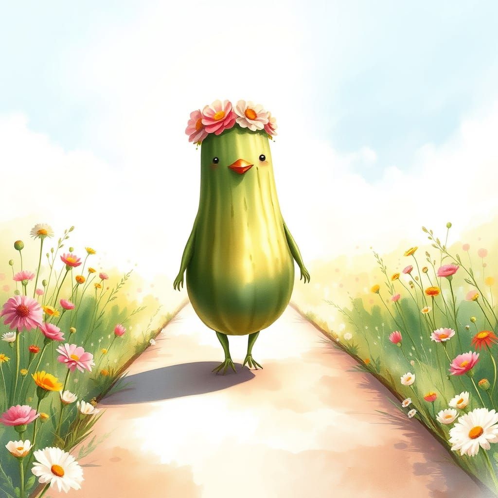 Pickle in Flower Crown Struts Down Whimsical Runway