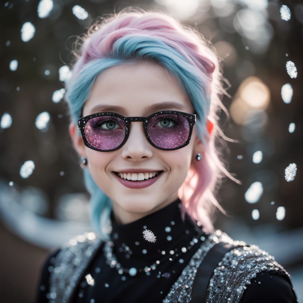 Gothic Jester Silhouette in Winter Wonderland