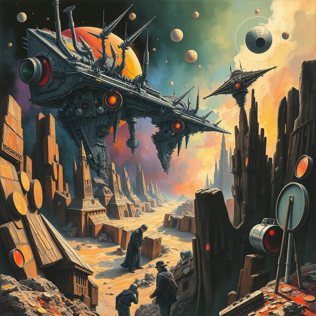 Vibrant Space Opera Meets Surrealism in a Futuristic Landsca...