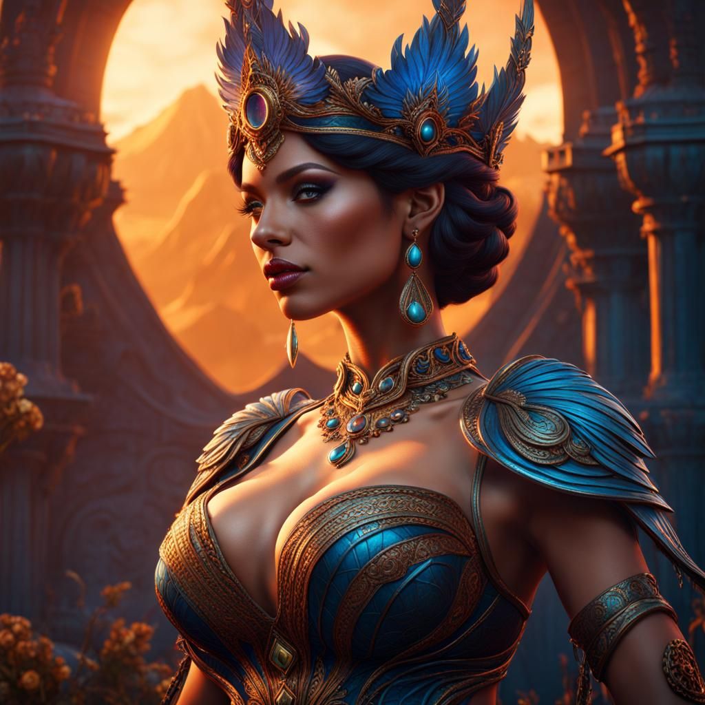 Fantasy Woman with Intricate Details in Matte Painting