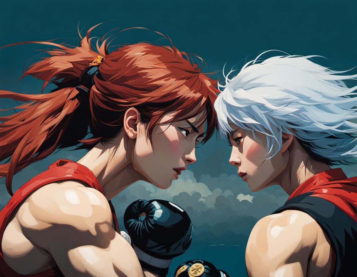 Intricate Cartoon Fight Scene in Dramatic Lighting