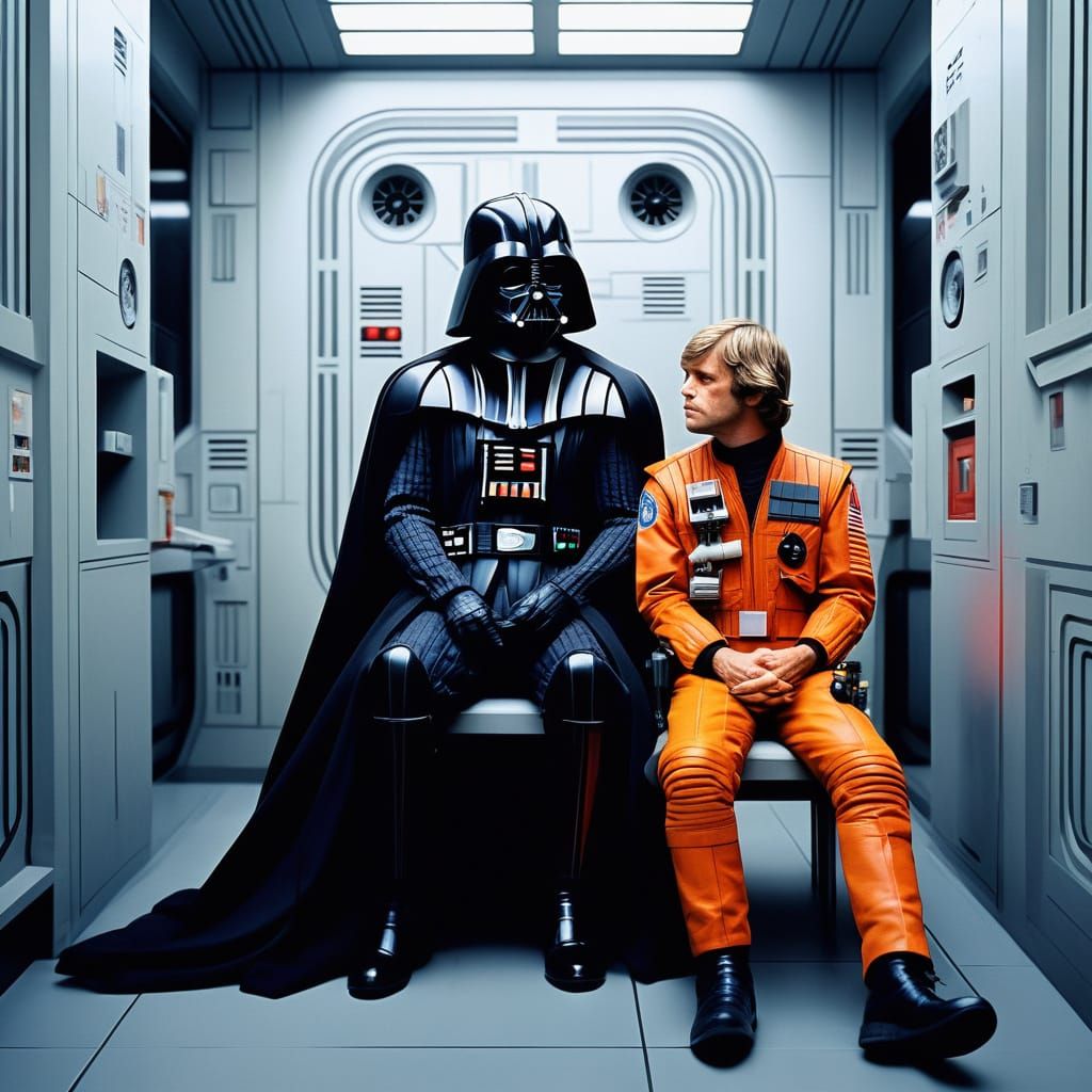 Hyperreal Collage of Darth Vader and Luke Skywalker