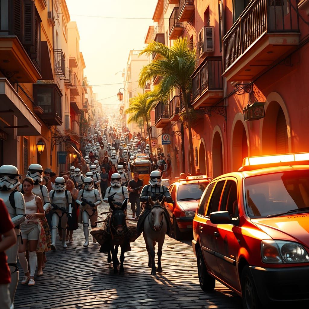 Stormtroopers Explore Puerto Vallarta Street Scene