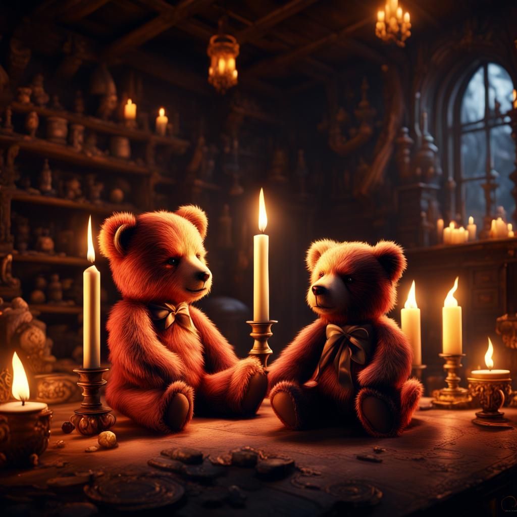 Teddy Bears by Candlelight: Detailed Matte Painting