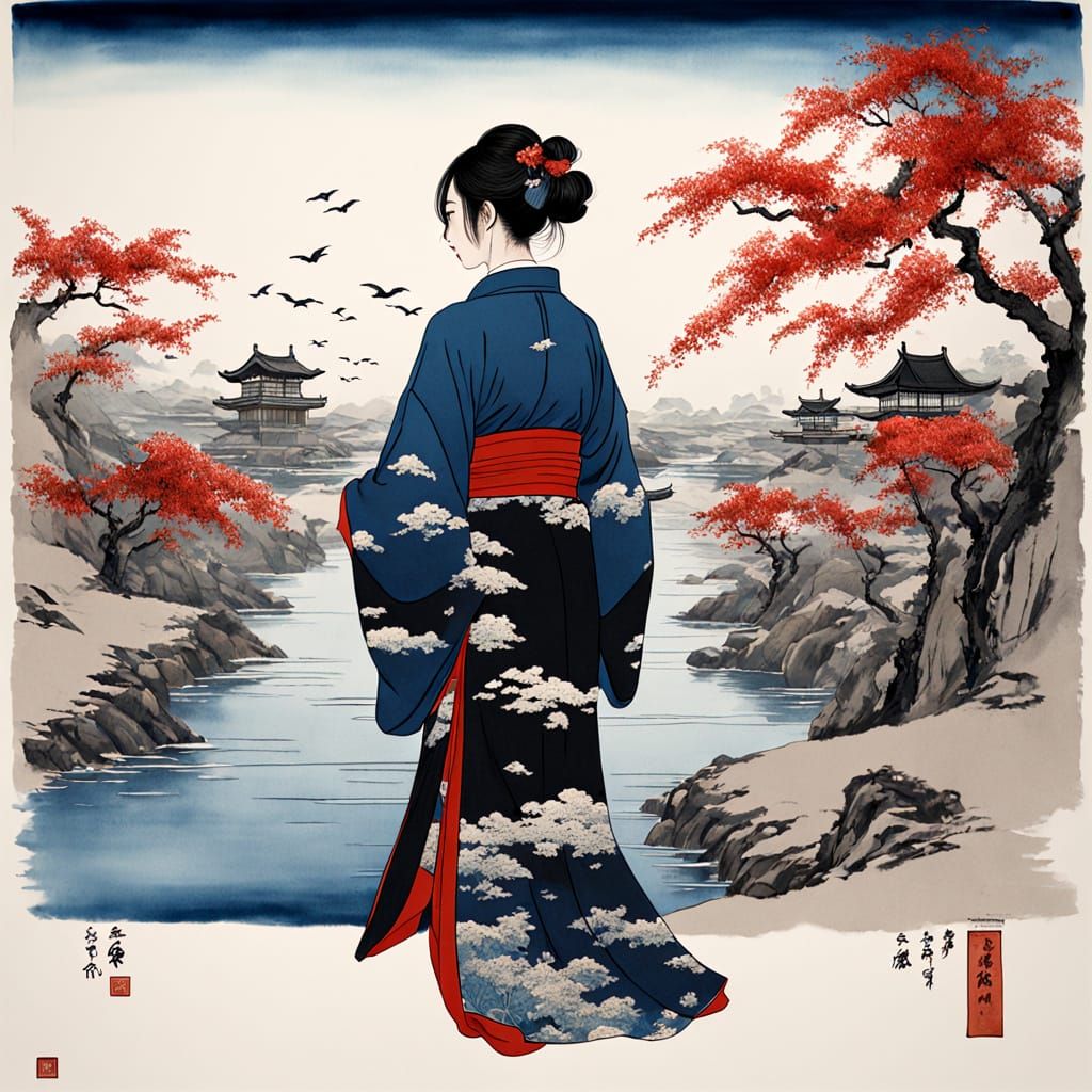 Hyperréaliste Oriental Beauty in Traditional and Modern Styl...