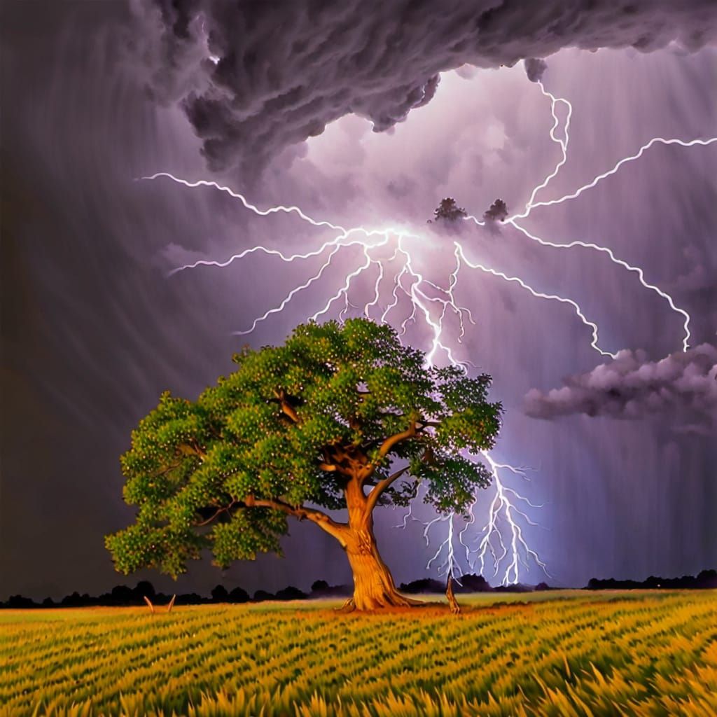 Electric Tree Fracture in Neon Lighting Style